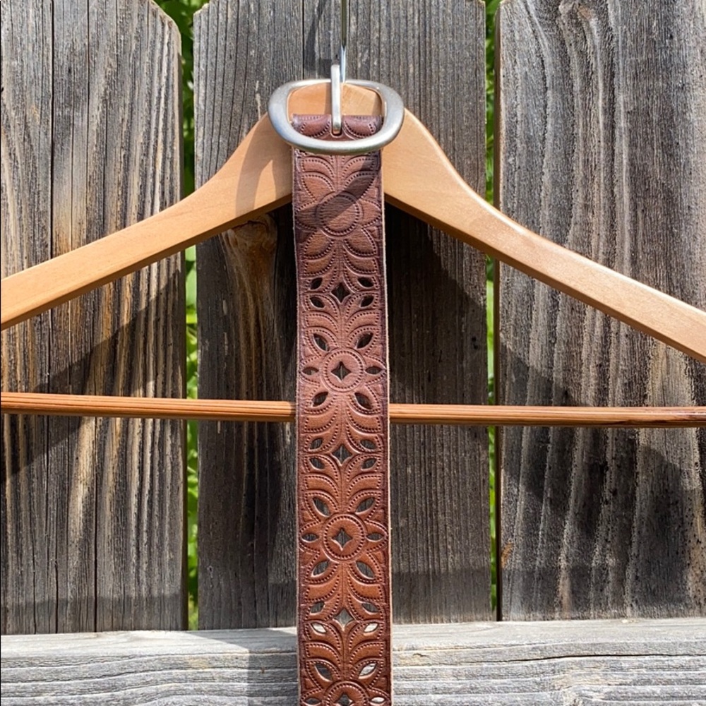 Lucky 🍀 Tooled Leather Belt, Sz. L